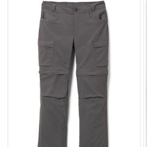 REI convertible trail hiking zip leg shorts pants grey 8P 8 petite belt